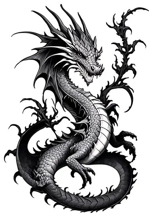 I Want A Small-medium Blackwork Dragon Tattoo Design