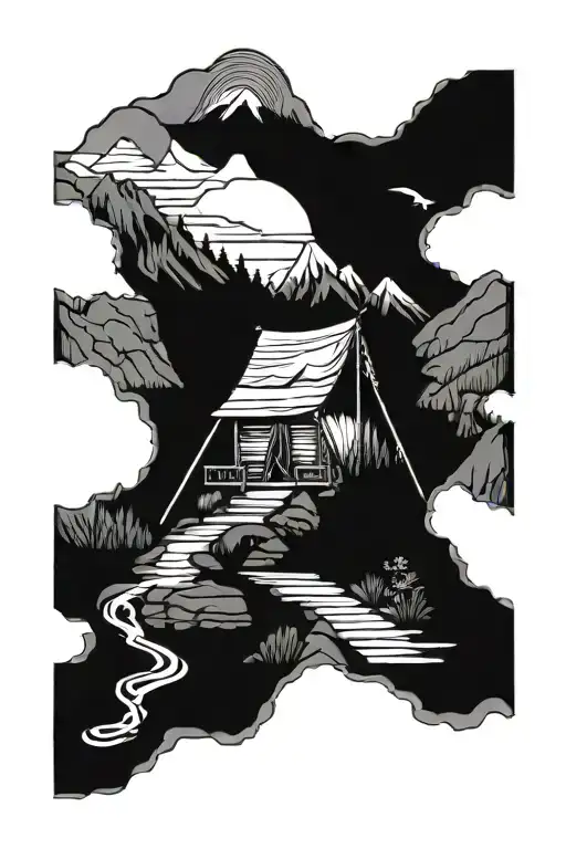 Mountain Tent Suround River Flowing