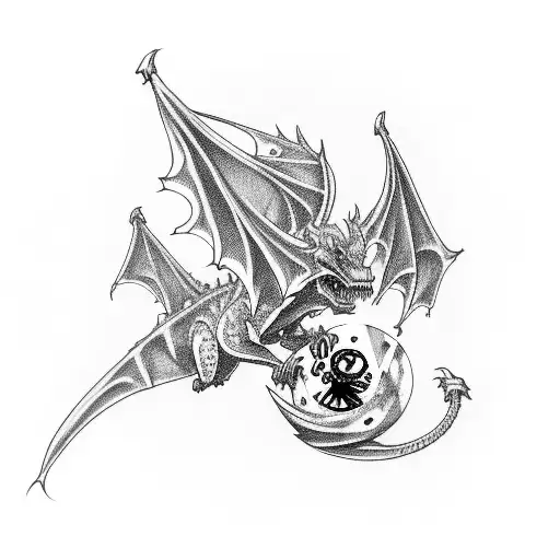 Bone Dragon Holding A D20 Dice