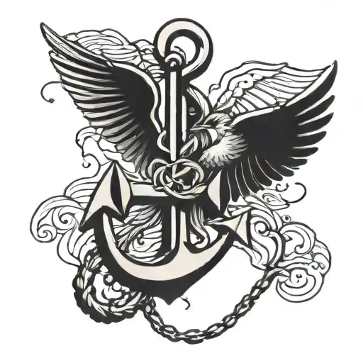 An Anchor With Swallow Bird On It