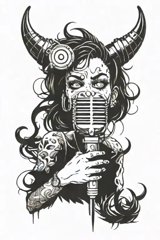 Grunge Microphone Rap Music Demon Girl