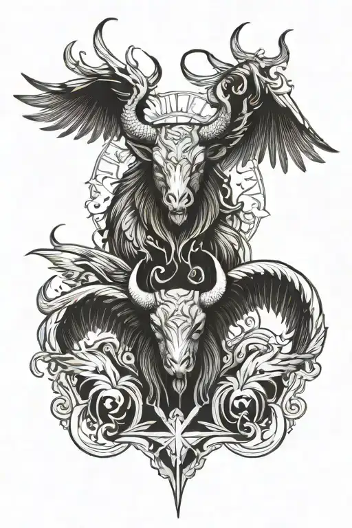 Phoenix And Bull With The Sign Of Twins On Its Forehead