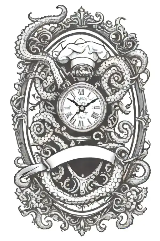 Chef Knife Clock Octopus Chef Kitchen