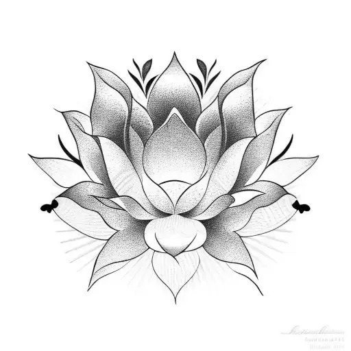 Lotus Flower With Sun Behind It