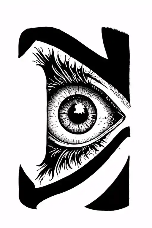 Eye With Lettering Closed In Mi World