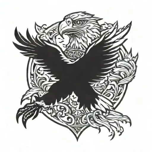 Patriotic Blad Eagle With Family Crest