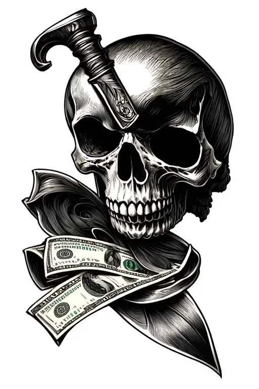Knife Skull And Money
