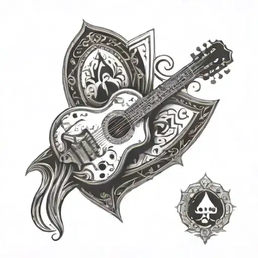 A Western-themed Guitar With The Ace Of Spades Incorporated Into The Design