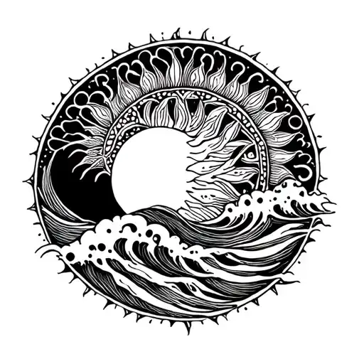 Boho Style Sun And Waves