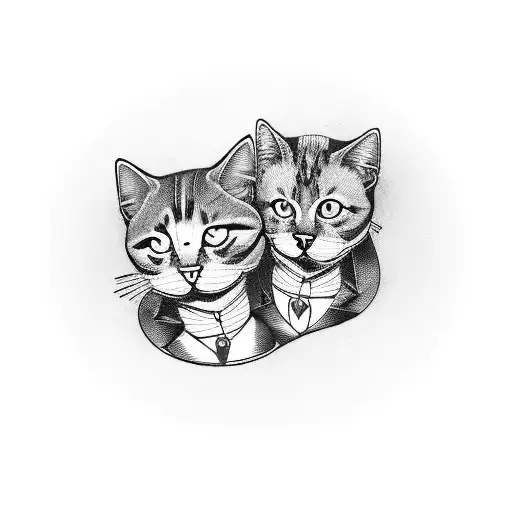 A Union Of Two Hearts Intertwined With Cat And Dog