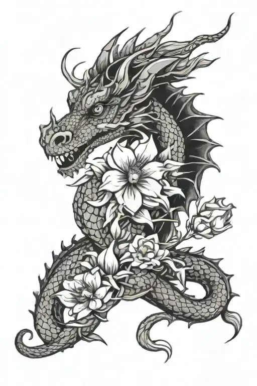 Female Dragon With Flowers Name Judy