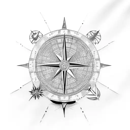 Topomap Lines Of Latitude And Longitude Lighthouse And Compass Rose Inukshuk