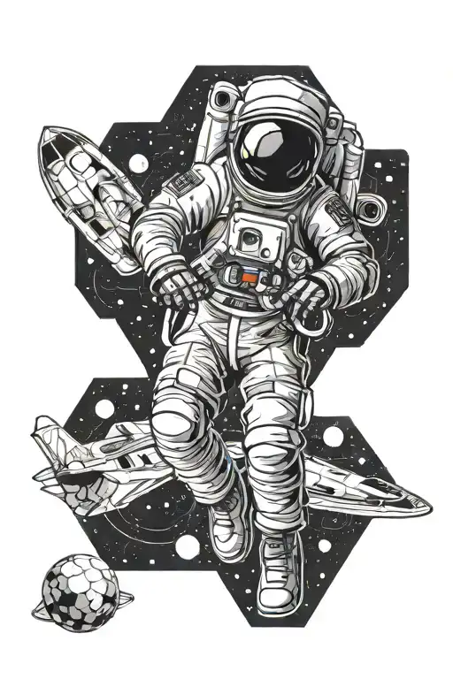 Astronaut And Hex Pattern