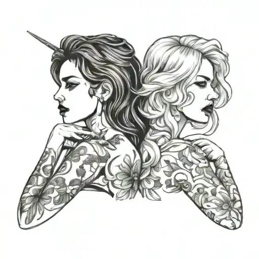 2 Female Lovers With Tattoos Inspired