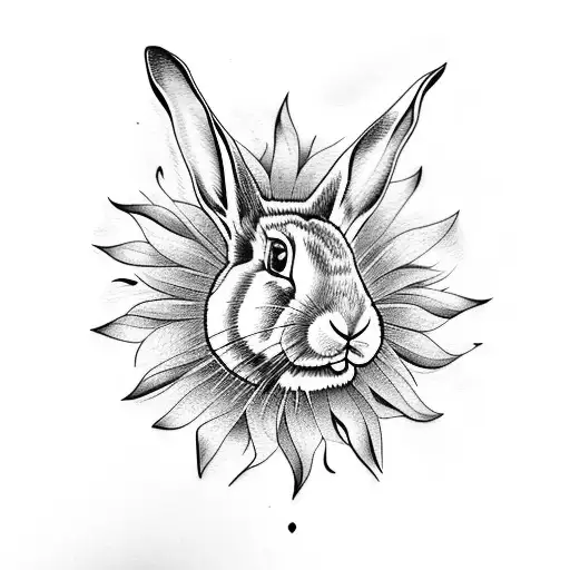 Rabbit With Head In Sunflower