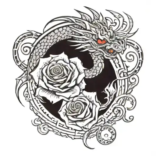 Dragon Wrapping A Rose
