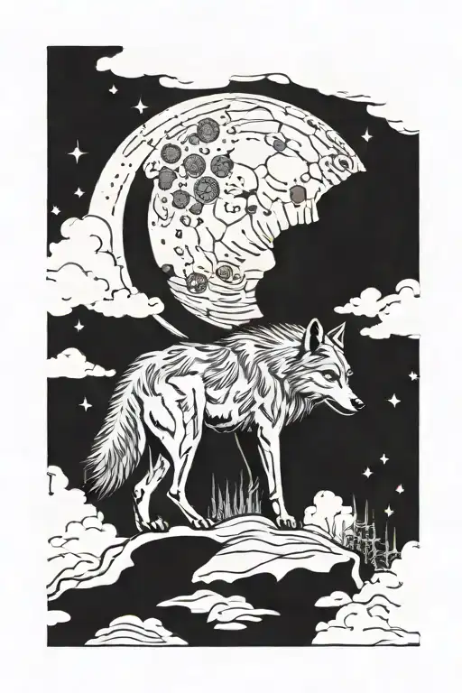 Wolf And Moon
