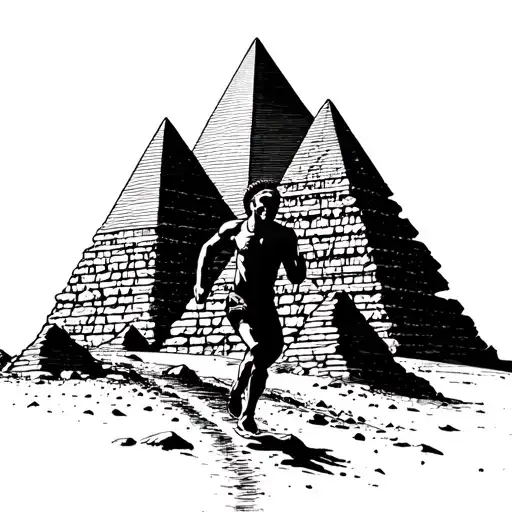 A Trail Runner Silhouette With The Three Pyramids Of Egypt In The Background