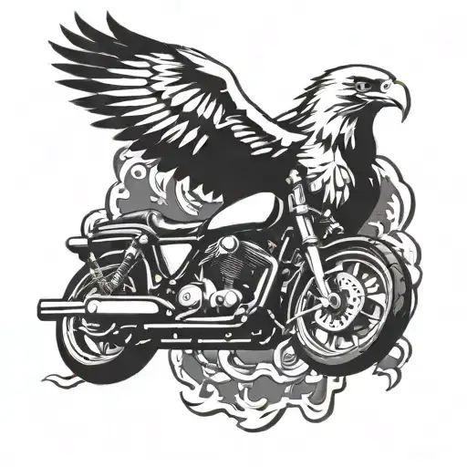Incorporate Elements Of Motorcycles Into A Design Featuring An Eagle In Flight