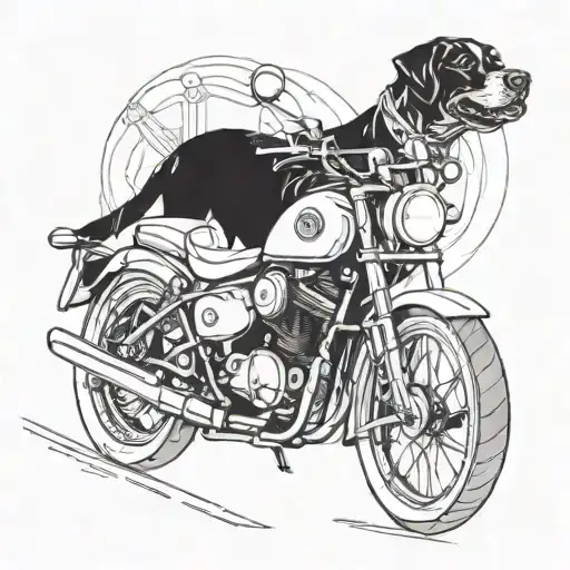Incorporate A Motorcycle And A Dog In A Stylized And Abstract Way
