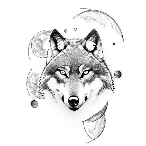 Wolf With Forest And Moon