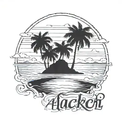 A Beach Tattoos With Trees Colors Sunset With Name Anne Koch