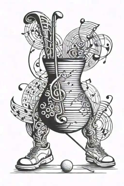 Golf And Music Note Intertwined