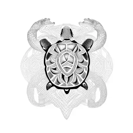 Combine Tribal Patterns With A Turtle To Symbolize Protection And Connection To Your Roots