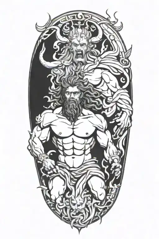 Zeus Fighting Demons