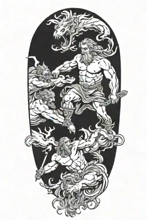 Zeus Fighting Demons