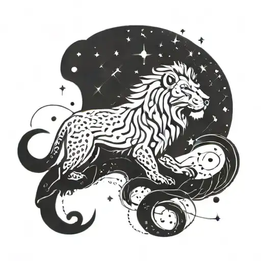 Snake And The Constellation Lion