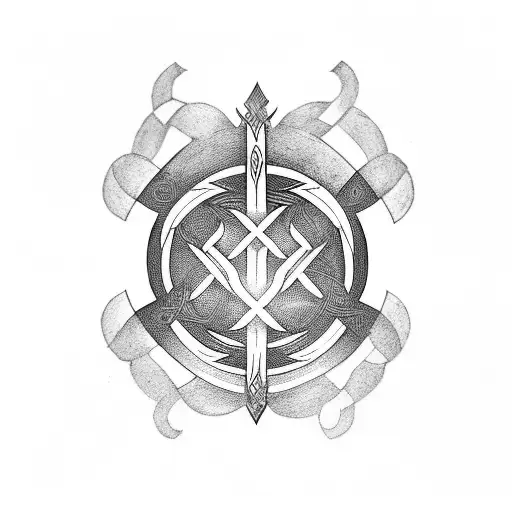 Norse Runes With Mumin Symbol Of Wyrd