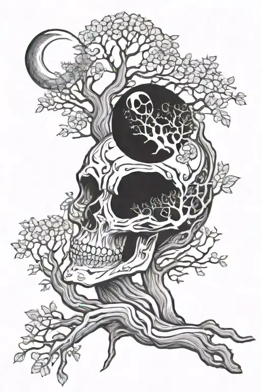 Skull Time Tree Love Moon Love
