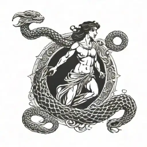 Greek Myth Emerging From A Snake