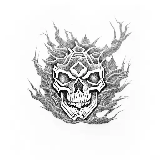 Skull Dragon Lion Tree Woods House