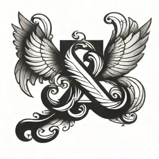 Elegant Letter S With Angel Wings Spread Wide