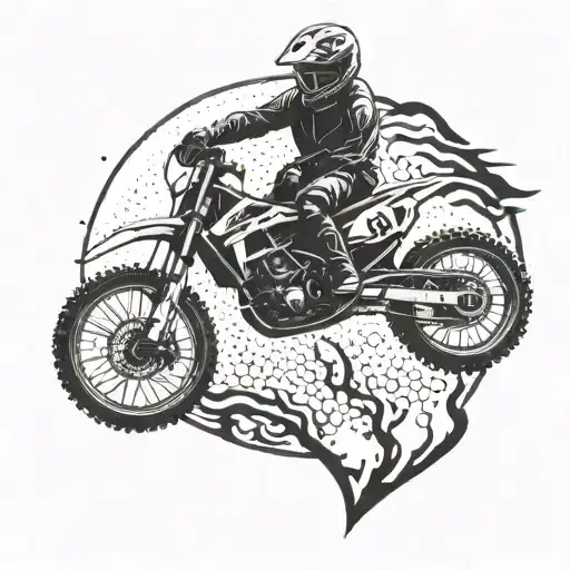 Sport Tennis And Motocross Rider Jumping