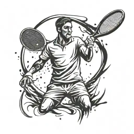 Tennis Sport With Racket And Male Freestyle