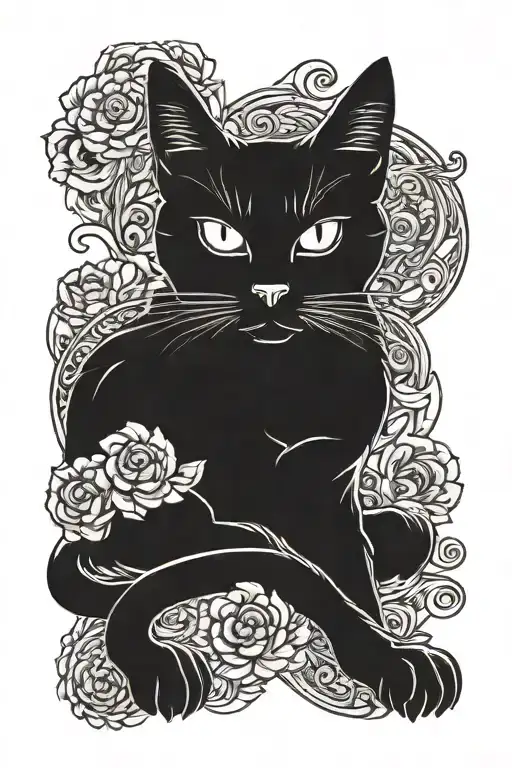 All Black Cat Sitting