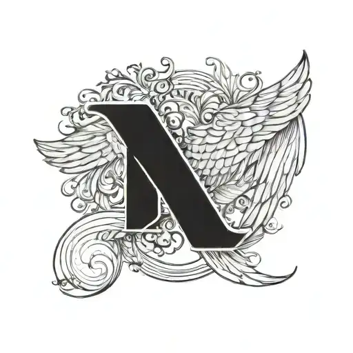 Elegant Letter S With Angel Wings Spread Wide