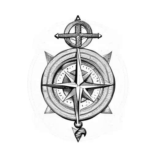 An Anchor With A Compass In Its Ring