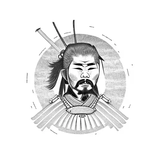 Samurai Warrior In A Field Of Sunflowers