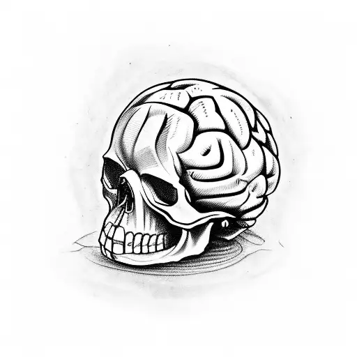 A Skull With A Motorcycle Engine As Its Brain
