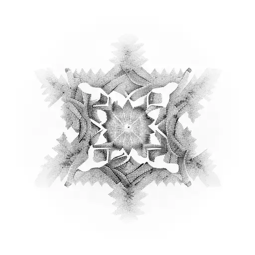 Foggy Pine Forest Embedded In Circular Mandala