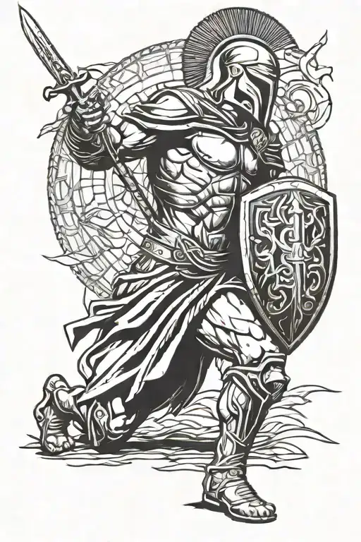 Spartan With Sword Kneeling