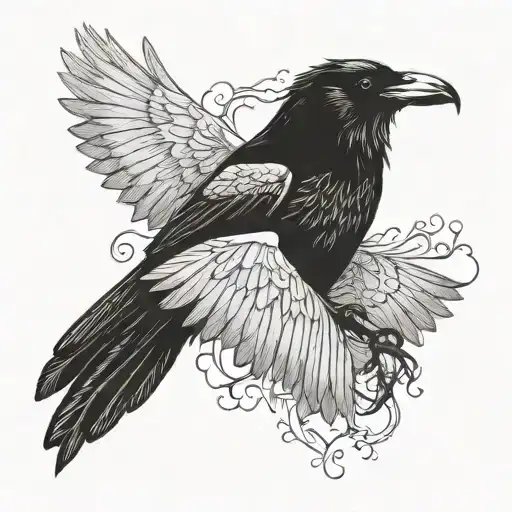 Black Raven With Outstretched Wings