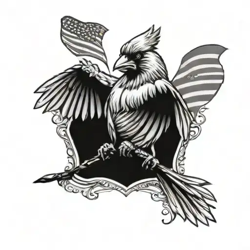 Fighting Cardinal With American Flag In The Background