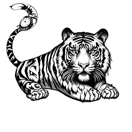 Tiger With A Clock