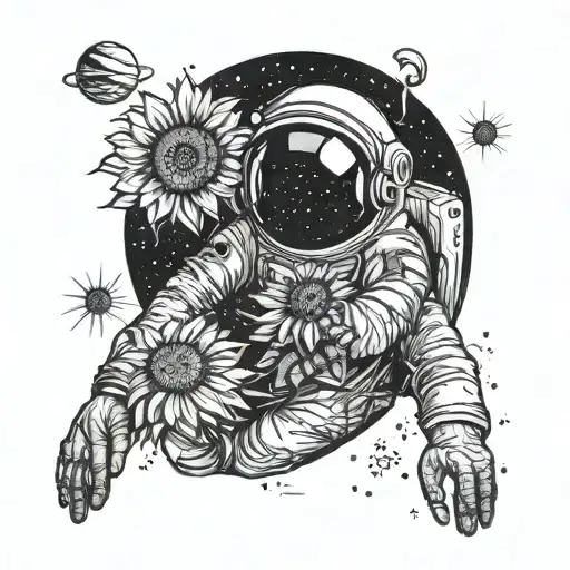 Astronaut Holding A Sunflower