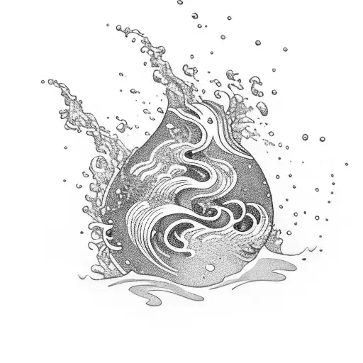 A Rock With Waves Crashing Into It And Water Settling Around It